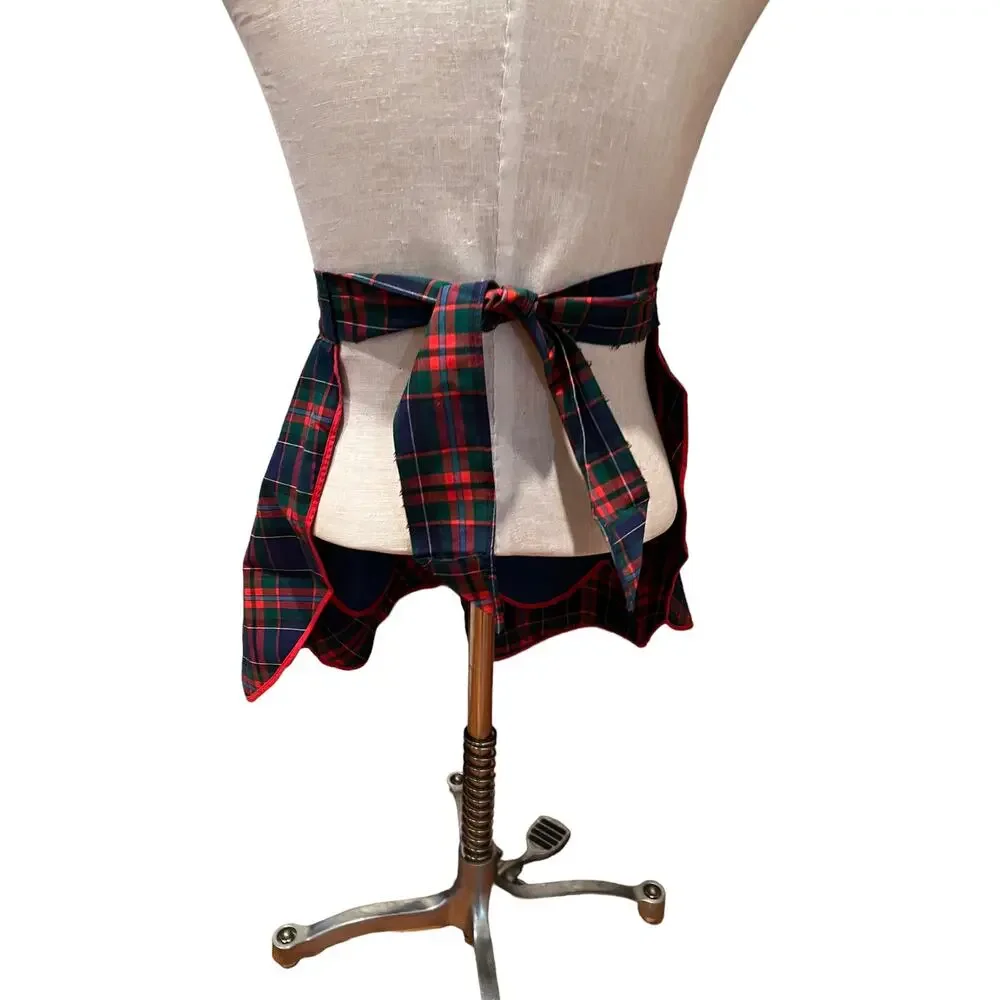 Vintage Tartan Plaid Holiday Half Apron